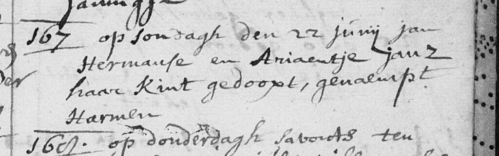 Waar vind ik informatie. Herman, zoon van Jan Hermanszn en Ariaantje Janzdochter 22-6-1710